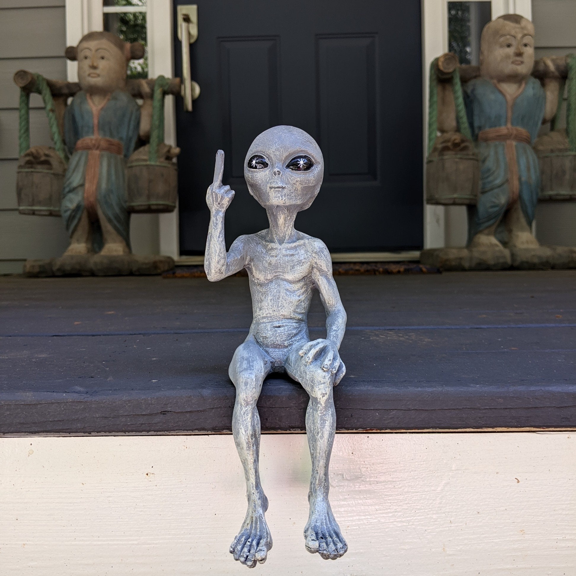 Figura Alienígena De Resina Para Jardín – Estatua Divertida De 11,2 Cm, Resistente A La Intemperie, Decoración Para Exteriores E Interiores, Regalo Original