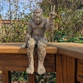 Bigfoot Peace Sign Sasquatch Yeti Statue Indoor/Outdoor for Patio, Deck, Home, Office 10 in H Shelf Sitter Figurine