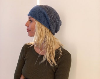 Corum Blue Denim hat in Baby Alpaca and Mohair wool. Man and woman