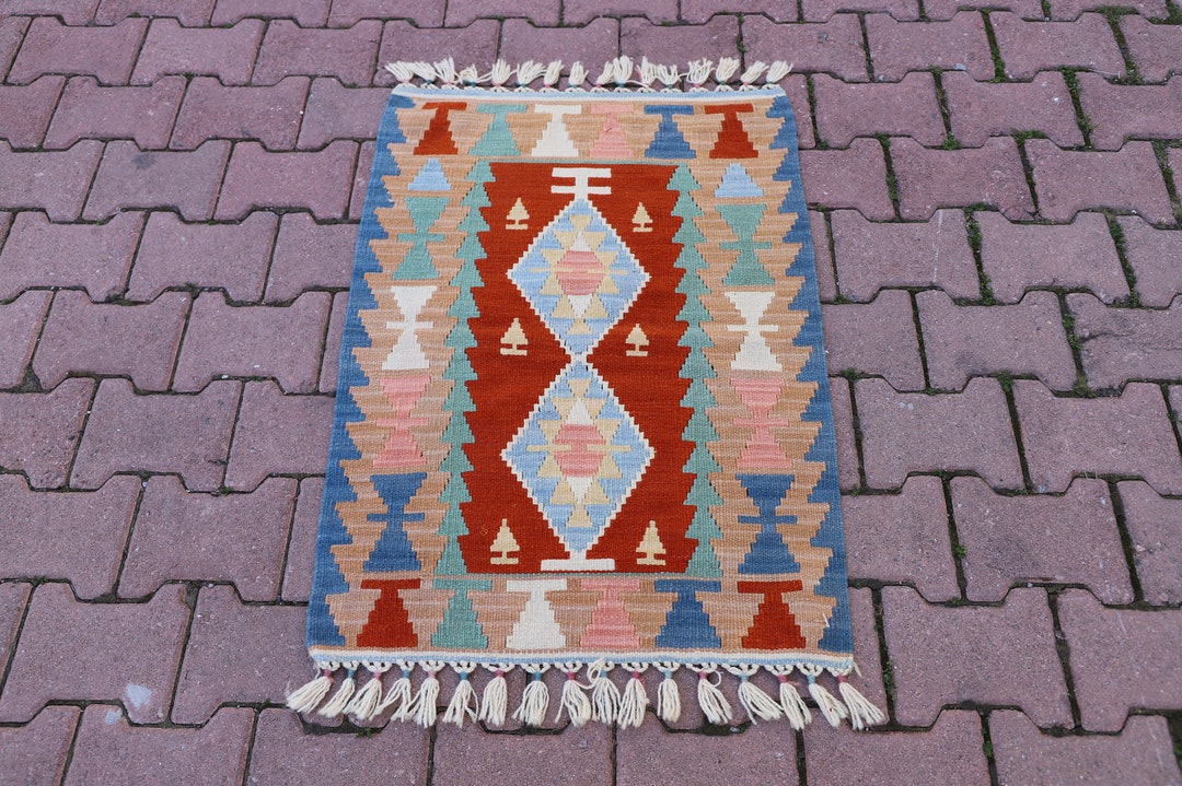 Vintage Kilim,2x3 Ft Wool Handmade Authentic Kilim,hand Knotted Kilim