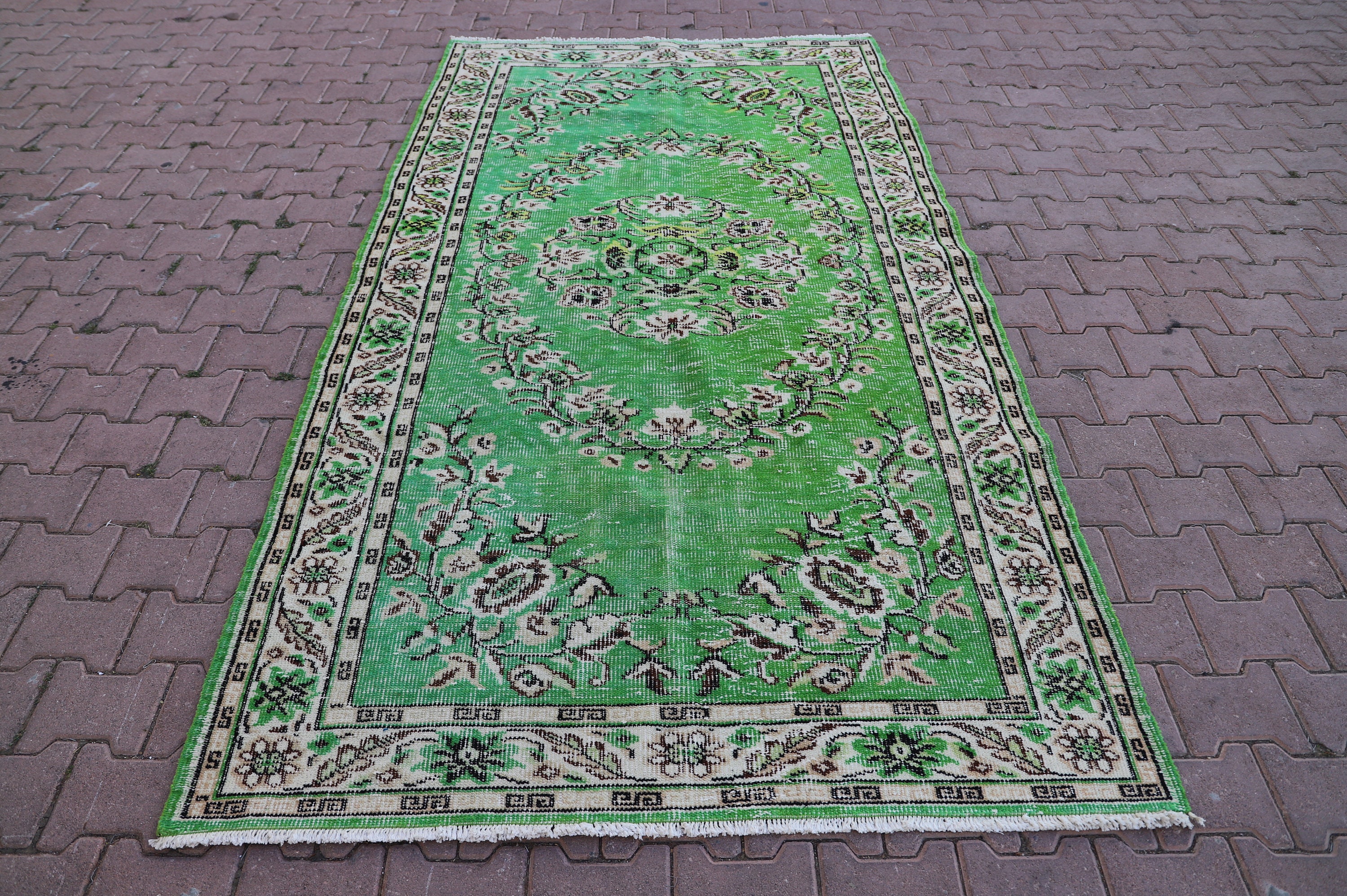 Green Area Rug,5x9ft Rug,turkish Rug,anatolian Carpet,neon Rug