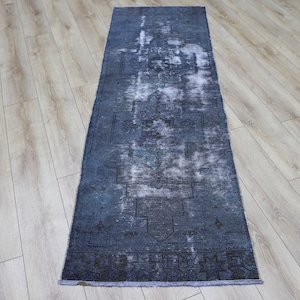 Gray Runner Rug,Hallway Decor,2x7ft Rug,Handmade Rug,Overdyed Rug,Turkish Runner,Kitchen Runner Rug,Oushak Rug,Overdyed Runner,Faded Rug