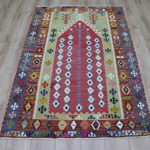 Rainbow Rug,Turkish Kilim,Colorful Area Rug,Kidsroom Rug,Handmade Rug,Oushak Carpet,Tribal Rug,Livingroom Decor,Bedroom Rug,Rustic Decor