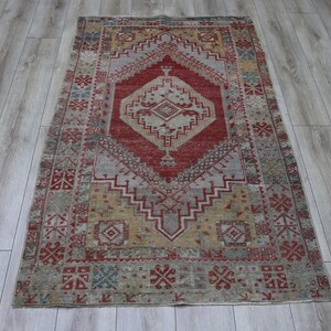 Antique Red Wool Rug,4x6 ft Turkish Rug,Entryway Rug,Traditional Rug,Hand Knotted Rug,Natural Rug,Kitchen Rug,Decorative Rug,Handmade Rug