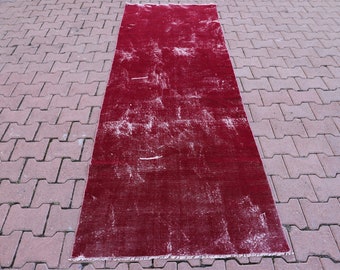 Red Runner Rug,3x9ft Rug,Hallway Decor,Oushak Rug,Turkish Rug,Boho Decor,Handmade Rug,Distressed Rug,Overdyed Rug,Used Rug,Runner Rug,Carpet