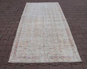 Crème gebied tapijt, 5x8ft tapijt, Turks tapijt, tapijt voor woonkamer, Anatolisch tapijt, Boho decor, vervaagd tapijt, bloemenkleed, oosters tapijt, Turks tapijt, tapijt