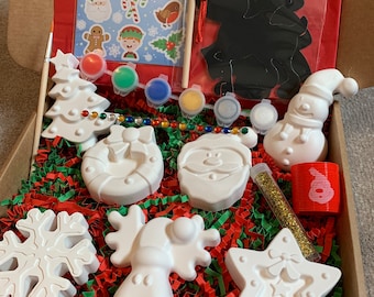 Paint Your Own-Large Christmas Painting Craft Set-Kids Craft Kit-Christmas Craft Ideas-Craft Kit-Santa-Reindeer-Tree-Christmas Party Ideas