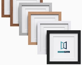 Square Photo Picture Frame with White Mounts Wood Effect Black White Oak Large