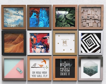 Modern Square Picture Frame: Black Oak, White, Pewter, Walnut