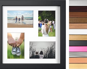 Modern Multi Photo Frame: 4-Picture Collage, White Mount