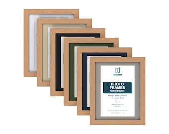 Oak Effect Picture Frame with Mount, 66 Sizes, 6 Mount Colours, Square, A4 & Poster Photo Frame for Wall or Desk