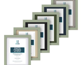 Green Picture Frame with Mount, 66 Sizes, 6 Mount Colours, Square, A4 & Poster Photo Frame for Wall or Desk