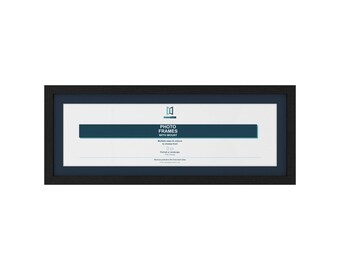 Panoramic Picture Frame with Pacific Blue Mount, Solid Wood Long Photo Frame, 11 Colours, 25 Sizes from 12x4 to 27x9 Inch Photos