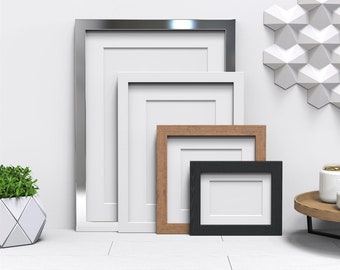 Classic MDF Photo Frames with White Mount: 13 Colors, Multi-Size