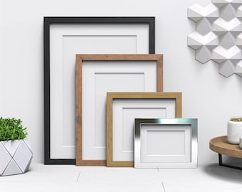 Sleek Photo Picture Frames with White Mount: Square & Landscape