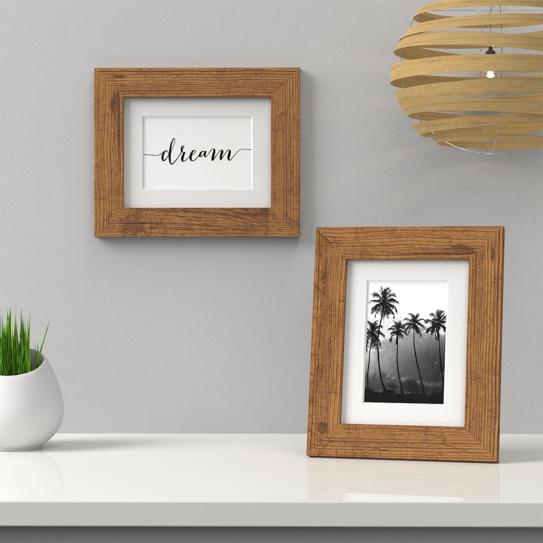 Rustic Frame With White Mount Picture Photo Poster Art Frames Various