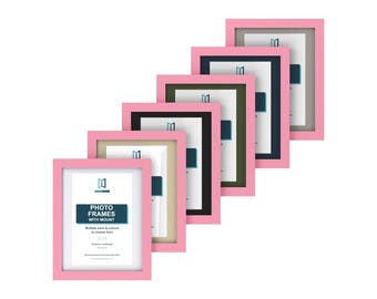 Baby Pink Picture Frame with Mount, 66 Sizes, 6 Mount Colours, Square, A4 & Poster Photo Frame for Wall or Desk