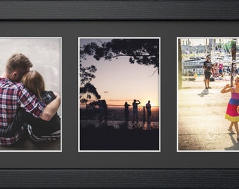 Modern Black Multi Photo Frame: 3-Picture 7x5 with Mount