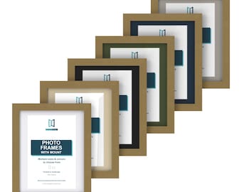 Gold Picture Frame with Mount, 66 Sizes, 6 Mount Colours, Square, A4 & Poster Photo Frame for Wall or Desk