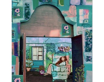 Open Door and Inner Peace – Mixed Media Art Print Inspired by Lisbon, Portugal, 16”x20″