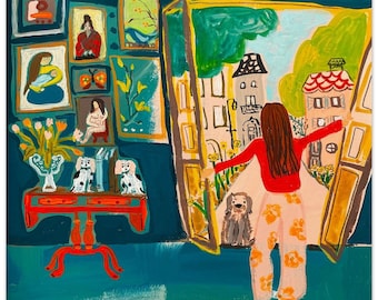 Spring In Europe Gouache Print of Original Painting | Whimsical Art