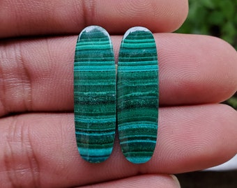 Natural Malachite Pair: 27 mm x 8 mm
