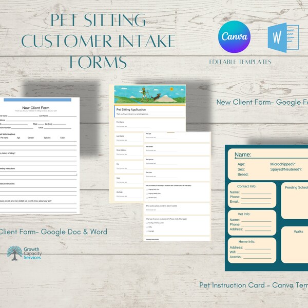 Pet Sitting Intake Form Etsy Canada