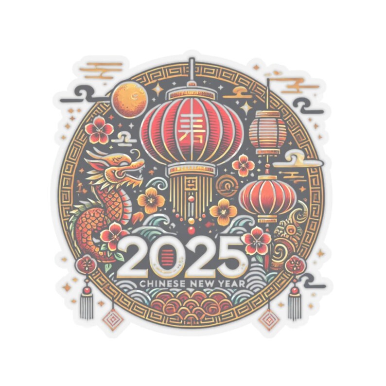 Chinese New Year 2025 Sticker, Lunar Year Clip Art Decoration, Chinese