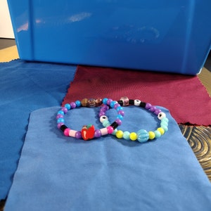 2 Kids Fruit Bead Bracelets, 2mm elastic bracelets for kids, 8 yrs to 14 yrs
