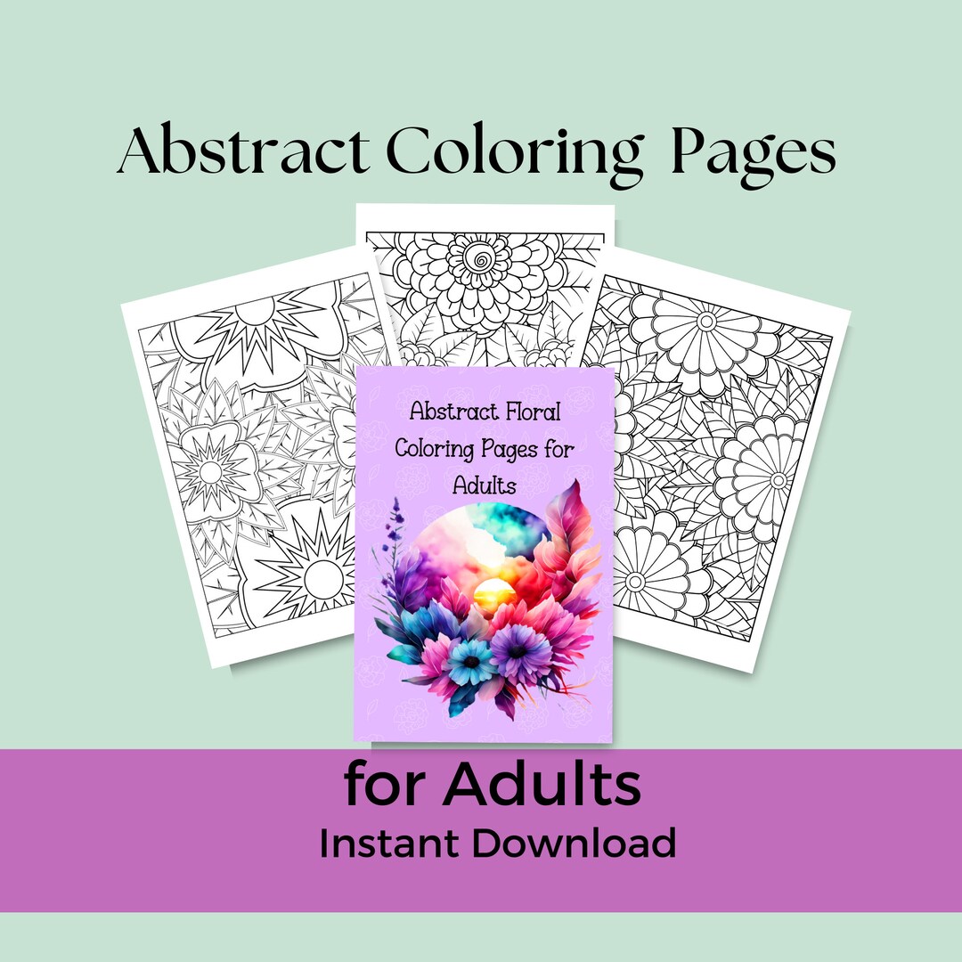 100 Abstract Floral Coloring Pages for Adults Stress Relief - Etsy