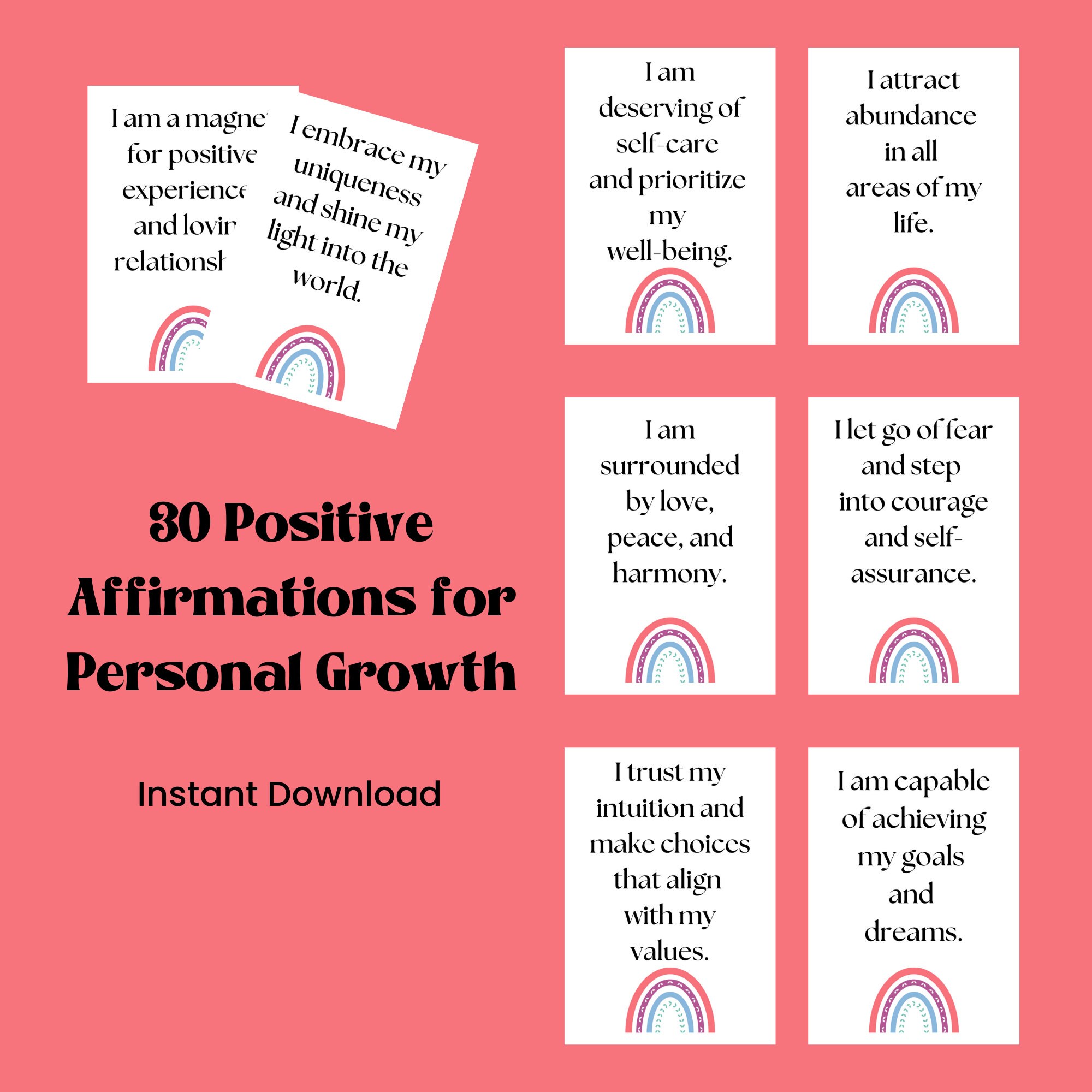 Positive Affirmation Cards Personal Growth Self Love - Etsy