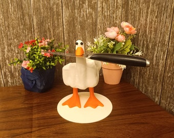 The Duck-You: original 3D Printed Figurine - Magnetic beak - Middle finger statue - untitled goose -