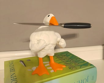 Buff Duck Figurine - untitled goose - Meme Ornament - Key Holder Magnetic - Tool Holder Magnetic - 3D printed