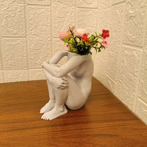 Sitting Female body vase | Body vase | Feminist Art | Body naked Vase |  Plant Lover Gift | Waterproof vase