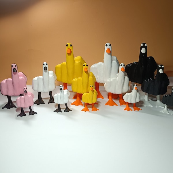 The Duck-You: Original 3D-gedruckte Figur - Mittelfingerstatue - Gans ohne Titel - Meme Ornament -