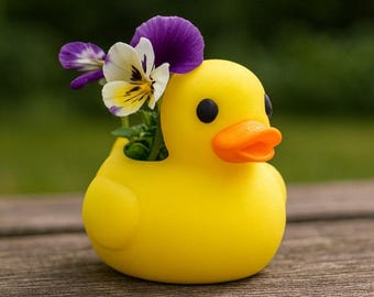 Rubber Duck Succulent Planter – Cute Mini Plant Pot – 3D Printed Duck Air Plant Holder – Small Animal Planter Gift