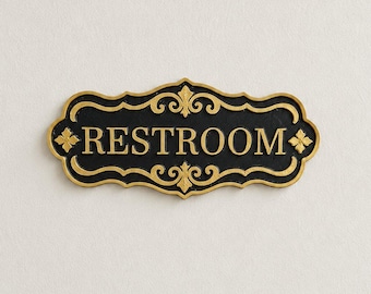 Custom Vintage Style Sign | Personalized Victorian Door Plaque | 3D Printed Wall Decor | Black Gold Room Name Sign