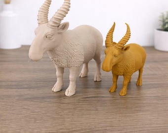 Saiga Antelope Figurine | Minimal Antelope Sculpture | Saiga Lover Gift | Wildlife Animal Decor | 3D Printed Antelope Statue | Small Medium