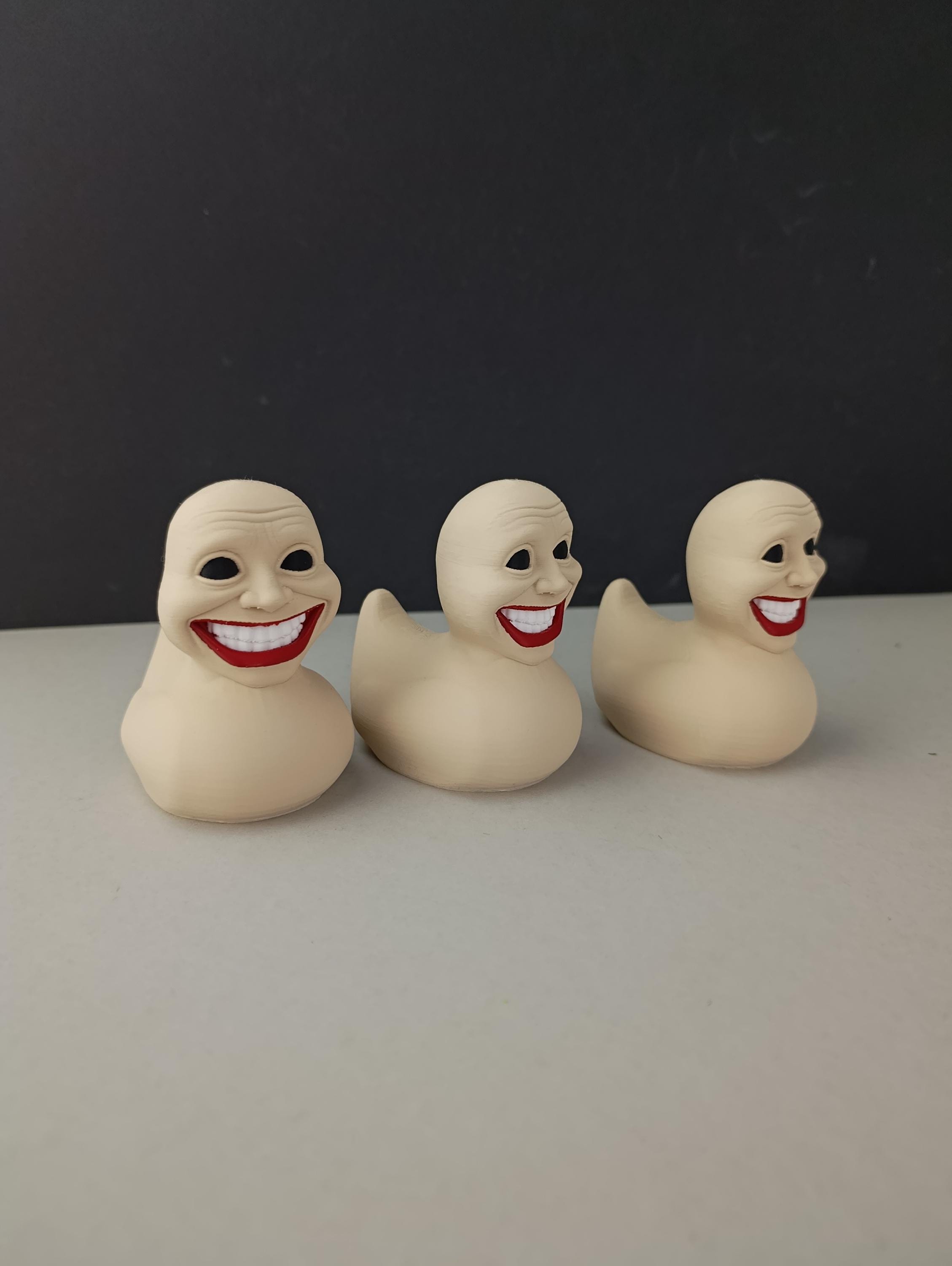 Cursed Rubber Duck Figurine: Creepy Human Face, 3D Printed Horror