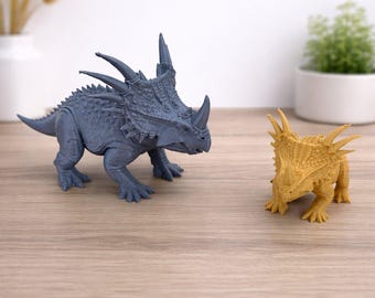Styracosaurus Figurine | Minimal Dinosaur Sculpture | Dinosaur Lover Gift | Prehistoric Animal Decor | 3D Printed Dino Statue | Small Medium