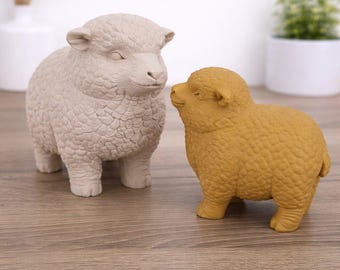 Babydoll Southdown Sheep Figurine | Farm Animal Decor | Cute Sheep Sculpture | Rustic Bookshelf Statue | 3D Printed | Small Medium Sizes