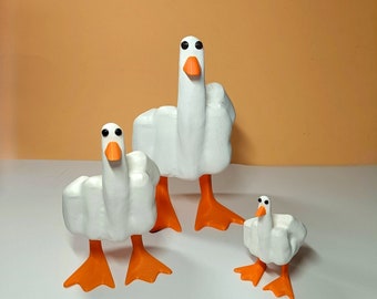 The Duck-You: original 3D Printed Figurine - Middle finger statue - untitled goose - Meme Ornament -
