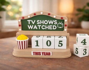 Shows Watched Tracker | 3D Printed TV Show Display | Series Counter Gift | Binge Watcher Shelf Decor