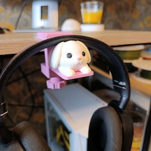 Hörlurshållare för kaniner: Kawaii skrivbordsklämma, 3D-utskrivet spelfäste