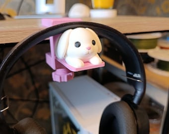 Bunny Headphone Holder: Kawaii Desk Clamp, 3D Printed Gaming Mount