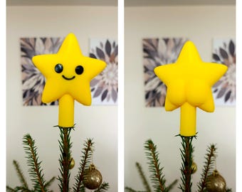 Puntale per albero di Natale Star Cheeks / Puntale a forma di stella con sedere divertente / Stella per albero kawaii carina / Decorazione natalizia stampata in 3D / Ornamento regalo divertente