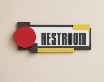 Bauhaus Sign | Custom 3D Printed Room Plaque | Modern Restroom Bathroom Office Sign | Personalized Wall Decor