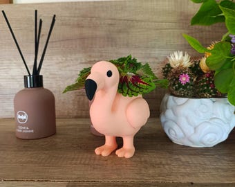 3D Printed Flamingo Succulent Planter: Peach Pink Mini Plant Pot