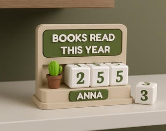 Contatore di lettura dei libri / Opzione nome personalizzato / Display multilingue / Regalo per gli amanti dei libri / Contatore di lettura stampato in 3D