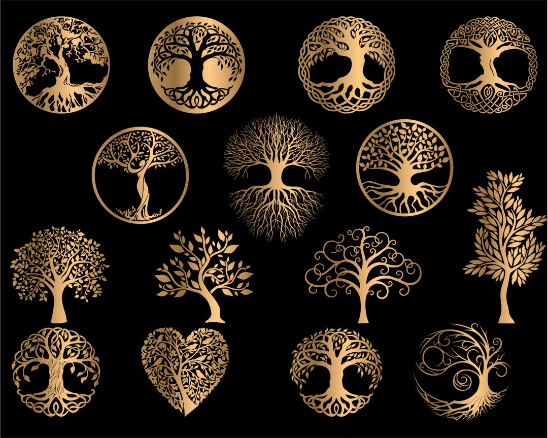 Collection Arbre de vie avec art mural, fichiers svg png pdf dxf ai ...